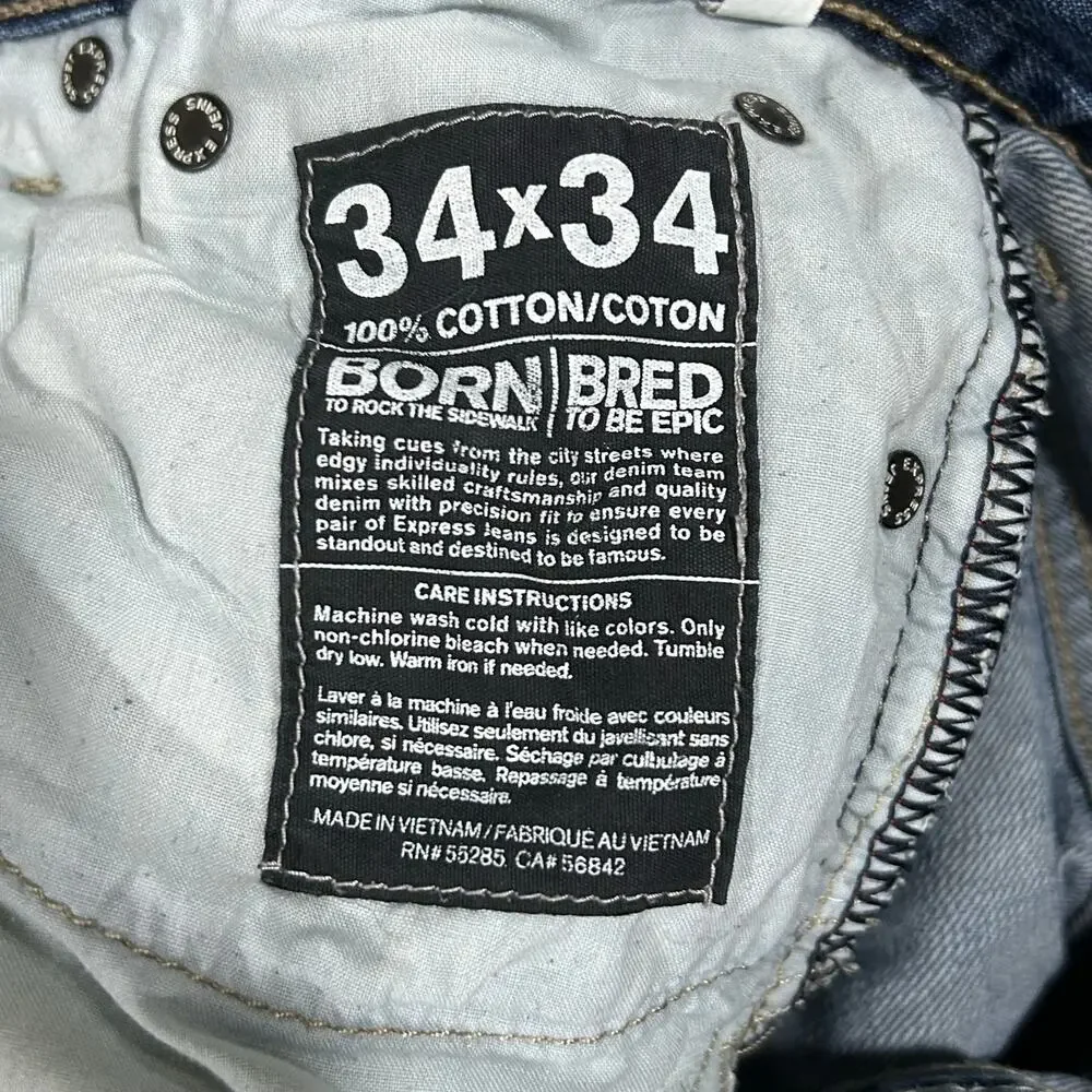 Y2K Express Jeans Kingston Classic Fit Straight Leg 34x32 Distressed Faded